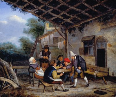 Campesinos bebiendo de Adriaen Jansz. van Ostade